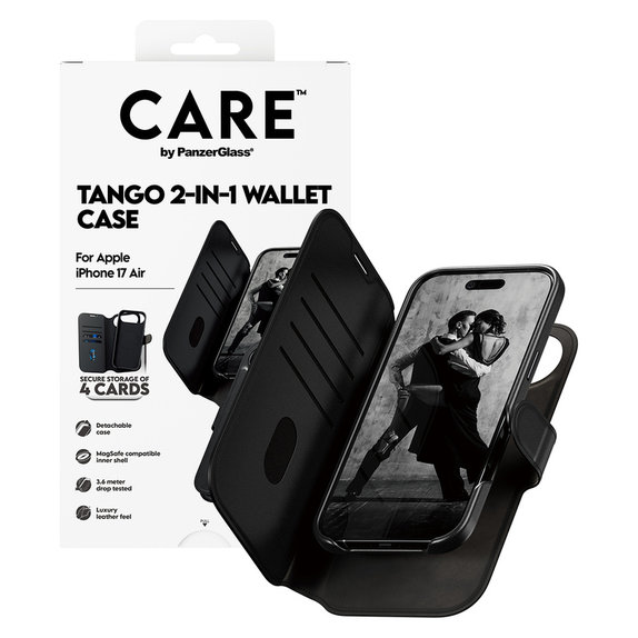 Tok Wallet Tango Two-In-One MagSAFE by PanzerGlass-fel iPhone Air készülékhez, Fekete, PanzerGlass