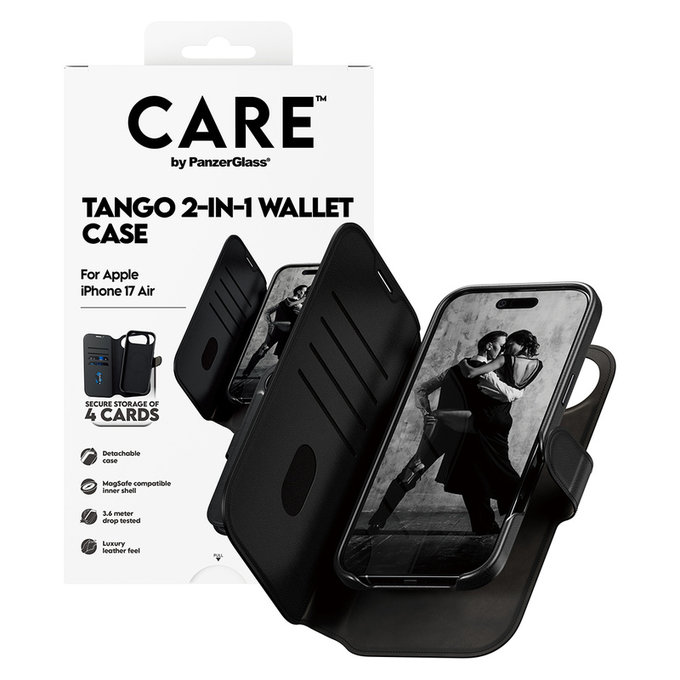 Tok Wallet Tango Two-In-One MagSAFE by PanzerGlass-fel iPhone Air készülékhez, Fekete, PanzerGlass