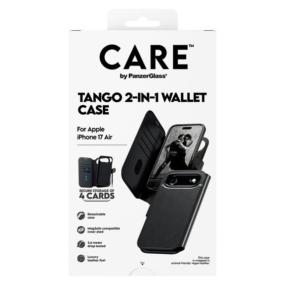 Tok Wallet Tango Two-In-One MagSAFE by PanzerGlass-fel iPhone Air készülékhez, Fekete, PanzerGlass