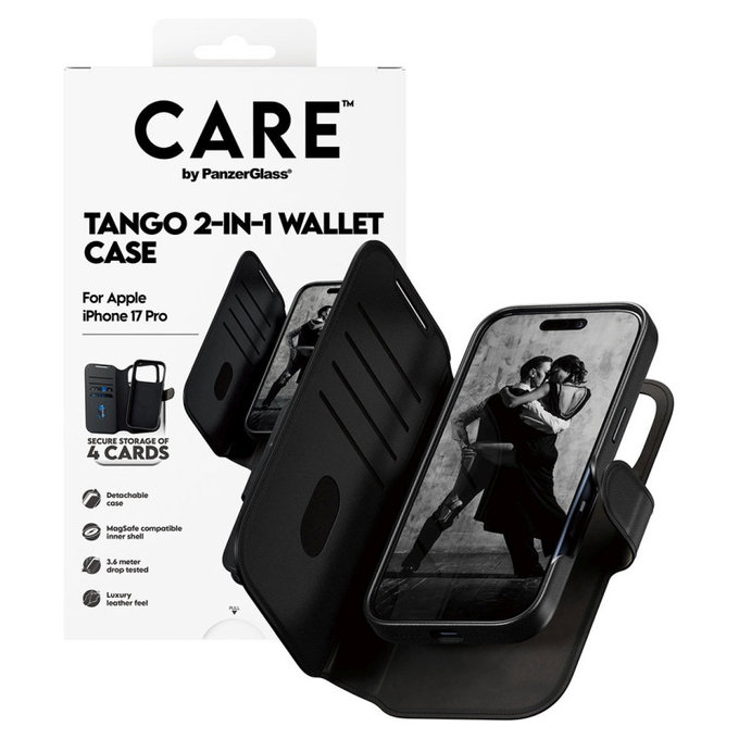 Wallet Tango Two-In-One tok MagSafe támogatással iPhone 17 Pro készülékhez, Fekete, CARE