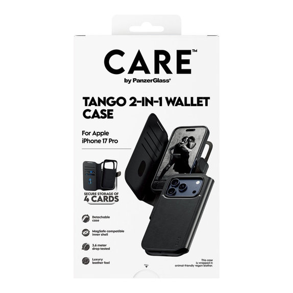 Wallet Tango Two-In-One tok MagSafe támogatással iPhone 17 Pro készülékhez, Fekete, CARE
