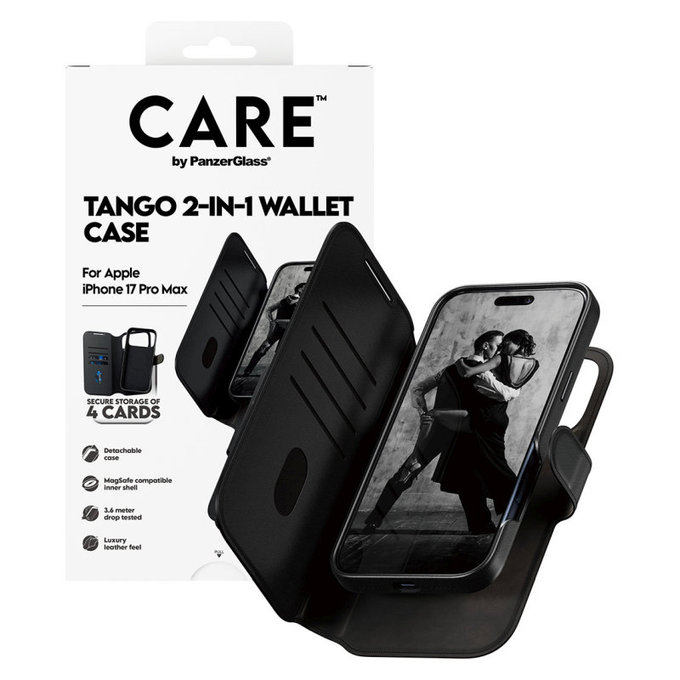 Tok Wallet Tango Two-In-One MagSafe-fel - iPhone 17 Pro Max, fekete, PanzerGlass