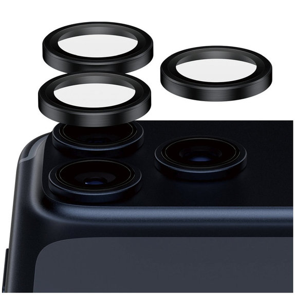 Objektívlencse védő Hoops Ceramic II iPhone 17 Pro Max/17 Pro/16 Pro Max/16 Pro, fekete, PanzerGlass