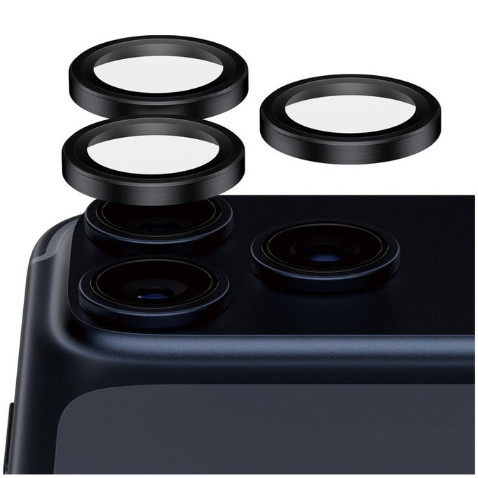 Objektívlencse védő Hoops Ceramic II iPhone 17 Pro Max/17 Pro/16 Pro Max/16 Pro, fekete, PanzerGlass