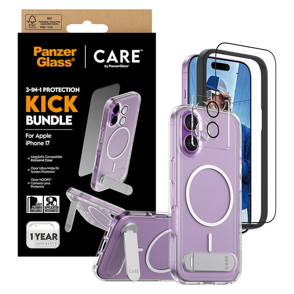 Bundle 3 az 1-ben Kick iPhone 17 készülékhez, PanzerGlass