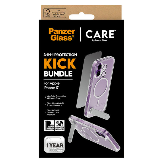 Bundle 3 az 1-ben Kick iPhone 17 készülékhez, PanzerGlass
