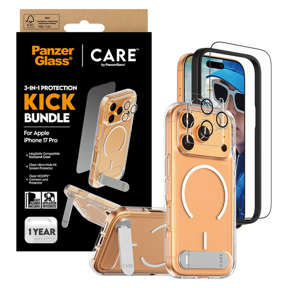 Bundle 3 az 1-ben Kick iPhone 17 Pro készülékhez, PanzerGlass