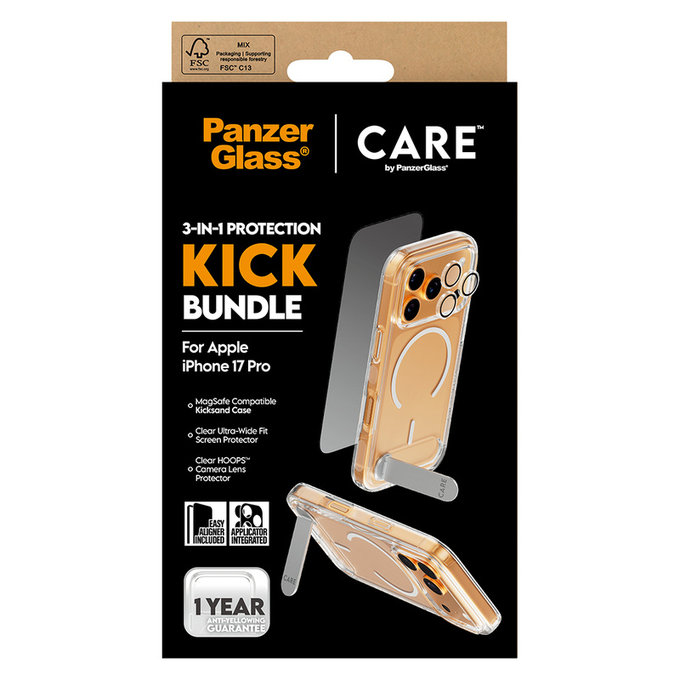 Bundle 3 az 1-ben Kick iPhone 17 Pro készülékhez, PanzerGlass