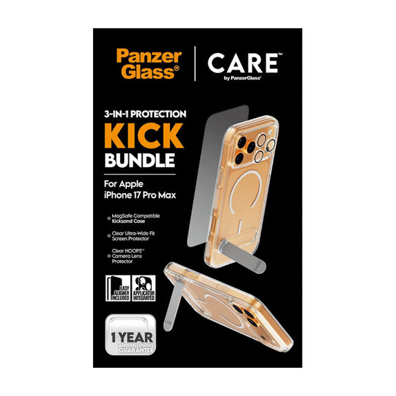 Bundle 3 az 1-ben Kick iPhone 17 Pro Max készülékhez, PanzerGlass