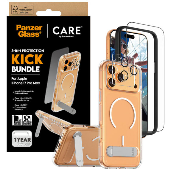 Bundle 3 az 1-ben Kick iPhone 17 Pro Max készülékhez, PanzerGlass