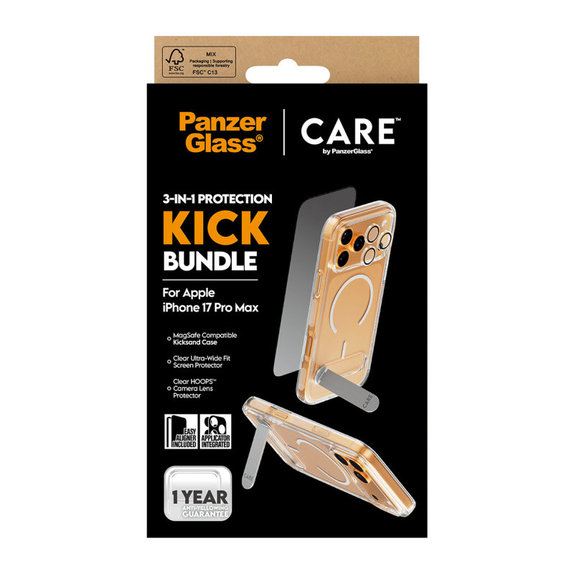 Bundle 3 az 1-ben Kick iPhone 17 Pro Max készülékhez, PanzerGlass