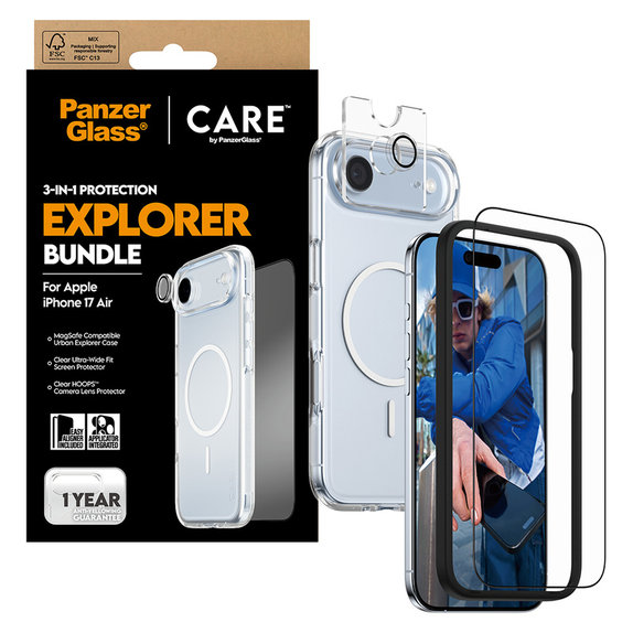 Bundle 3 az 1-ben Explorer iPhone Air készülékhez, PanzerGlass