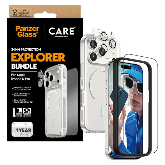 Bundle 3 az 1-ben Explorer iPhone 17 Pro készülékhez, PanzerGlass