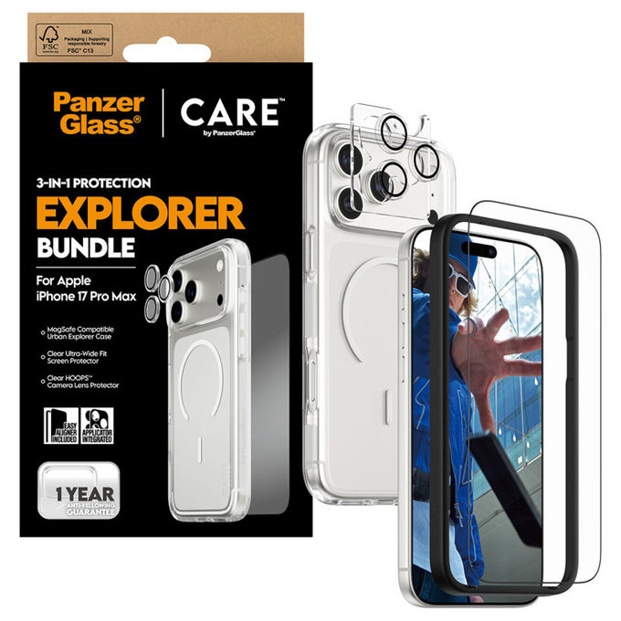 Bundle 3 az 1-ben Explorer iPhone 17 Pro Max készülékhez, PanzerGlass