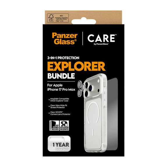 Bundle 3 az 1-ben Explorer iPhone 17 Pro Max készülékhez, PanzerGlass