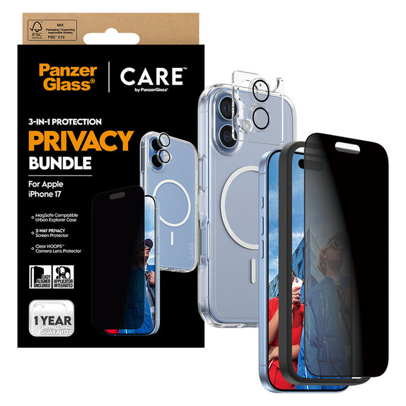 Bundle 3 az 1-ben Privacy iPhone 17 készülékhez, PanzerGlass