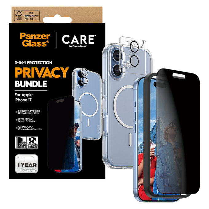 Bundle 3 az 1-ben Privacy iPhone 17 készülékhez, PanzerGlass