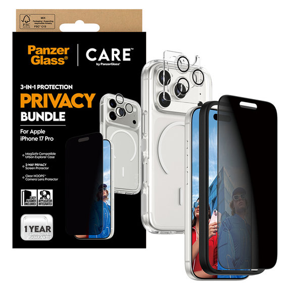 Bundle 3 az 1-ben Privacy iPhone 17 Pro készülékhez, PanzerGlass