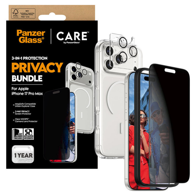 Bundle 3 az 1-ben Privacy iPhone 17 Pro Max készülékhez, PanzerGlass