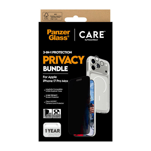 Bundle 3 az 1-ben Privacy iPhone 17 Pro Max készülékhez, PanzerGlass