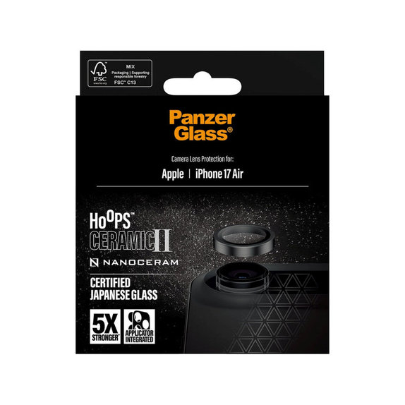 Hoops Ceramic II Kameralencse-védő iPhone 17 Air készülékhez, Fekete, PanzerGlass