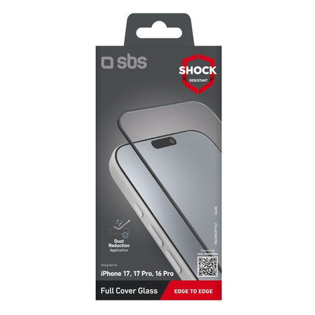 SBS - Full Cover edzett üveg iPhone 17/17 Pro/16 Pro, fekete