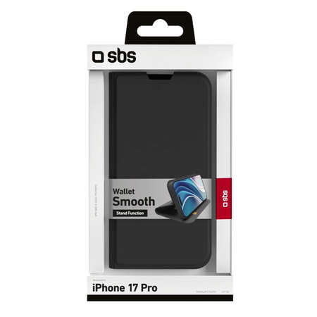 SBS - Book Wallet Smooth tok iPhone 17 Pro, fekete