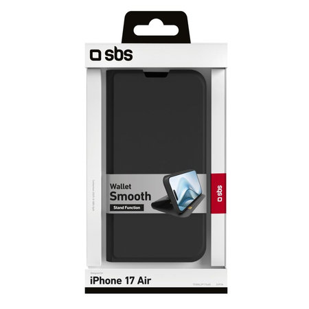SBS - Book Wallet Smooth tok iPhone 17 Air, fekete