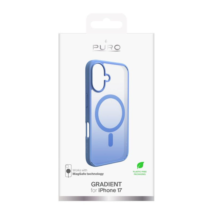 PURO - Gradient MagSafe tok iPhone 17, kék