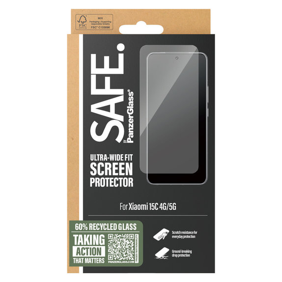 Edzett üveg UWF Xiaomi 15C 5G készülékhez, Fekete, SAFE by PanzerGlass