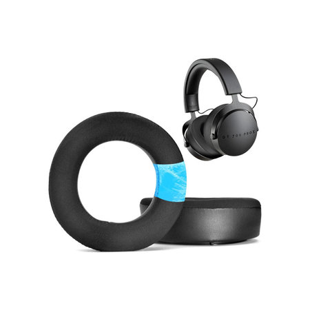 Csere fülpárnák Beyerdynamic DT440, DT660, DT990 Pro fejhallgatóhoz, Memóriahab + bőr + Textil + Hűtő gél, Fekete, 1 pár