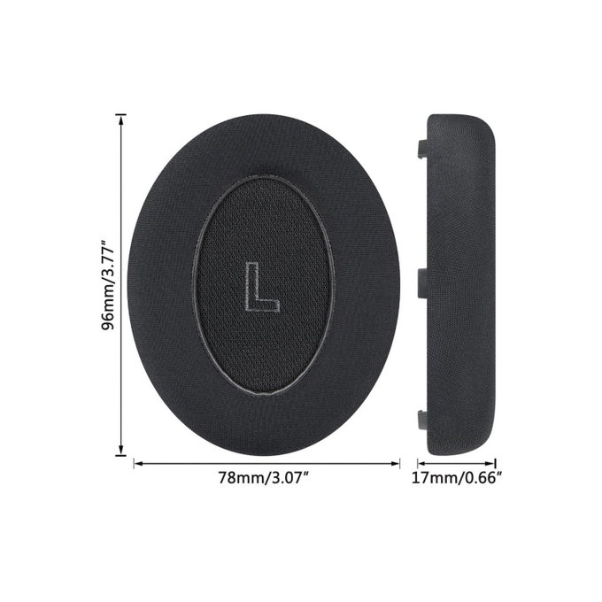 Csere fülpárnák Bose QC Ultra fejhallgatóhoz, Memóriahab + Szövet + bőr, Fekete, Hűtő gél, 1 pár