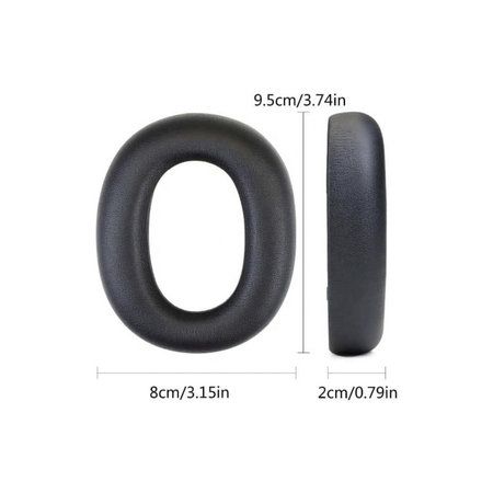 Csere fülpárnák Edifier W860NB Pro, WH950NB fejhallgatóhoz, Memóriahab + bőr, Fekete, 1 pár