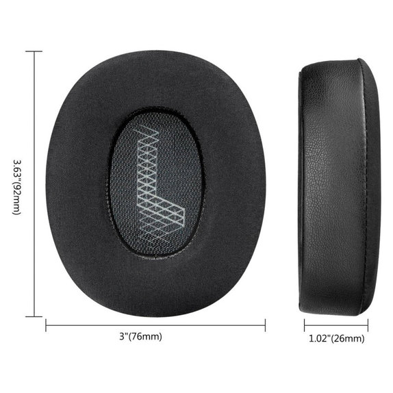 Csere fülpárnák JBL Live 650, 660, E65 fejhallgatóhoz, Memóriahab + bőr + Textil, Fekete, Hűtő gél, 1 pár