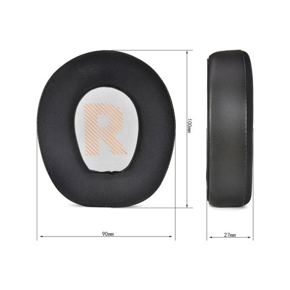 Csere fülpárnák JBL Quantum Q200, Q300 fejhallgatóhoz, Memóriahab + PU bőr + Textil, Fekete, Hűtő gél, 1 pár