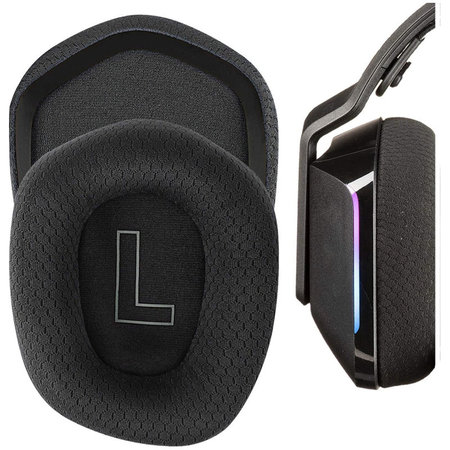 Csere fülpárnák Logitech G335, G733 fejhallgatóhoz, Memóriahab + Textil, Fekete, 1 pár