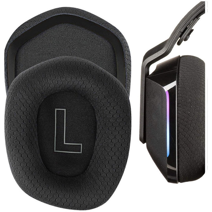 Csere fülpárnák Logitech G335, G733 fejhallgatóhoz, Memóriahab + Textil, Fekete, 1 pár