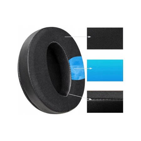 Csere fülpárnák Sennheiser HD4.50 fejhallgatóhoz, Memóriahab + Textil + bőr, Fekete, Hűtő gél, 1 pár