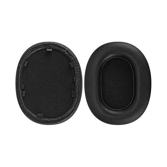 Csere fülpárnák Sony WH-1000XM5 fejhallgatóhoz, Memóriahab + bőr, Fekete, 1 pár