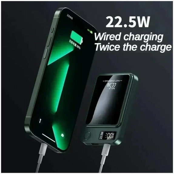 FixPremium - MagSafe PowerBank 5000mAh LED Kijelzővel, fekete