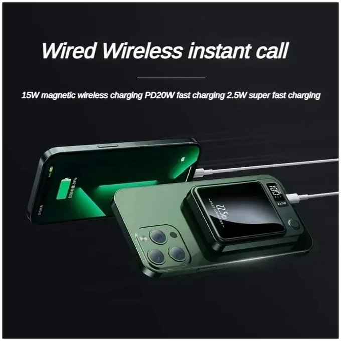 FixPremium - MagSafe PowerBank 5000mAh LED Kijelzővel, fekete