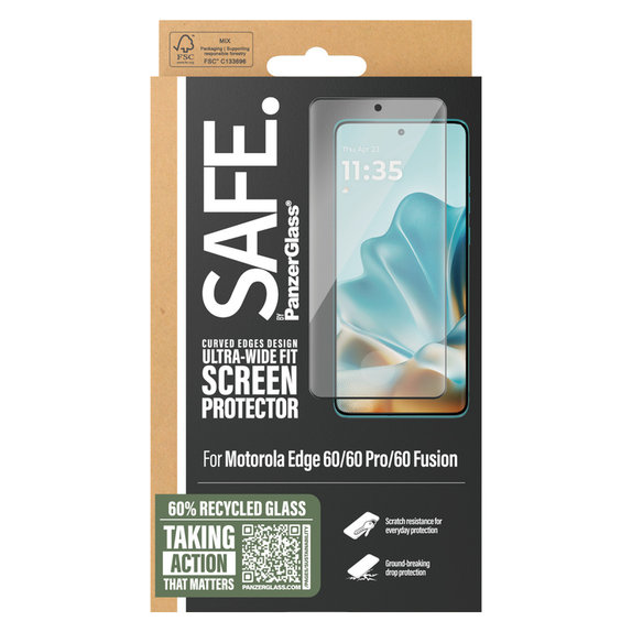 Edzett üveg UWF Motorola Edge 60/60 Pro/60 Fusion készülékhez, Fekete, SAFE by PanzerGlass