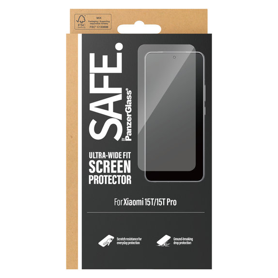 Edzett üveg UWF Xiaomi 15T/15T Pro készülékhez, Fekete, SAFE by PanzerGlass