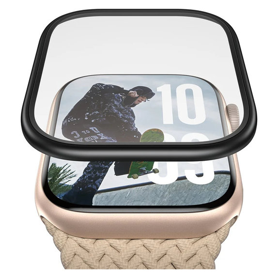 Edzett üveg UWF METALLIC Apple Watch 11/10 46 mm készülékhez, Fekete, PanzerGlass