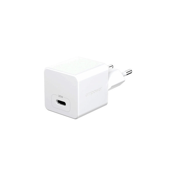 Utazóadapter Grand Prix USB-C, GaN, 30 W PD, ezüst-fehér, empower