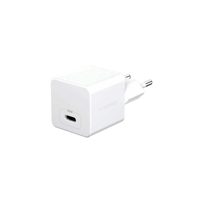 Utazóadapter Grand Prix USB-C, GaN, 30 W PD, ezüst-fehér, empower