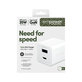 Utazóadapter Grand Prix USB-C/USB-A, GaN, 35 W PD, ezüst-fehér, empower