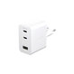 Utazóadapter Grand Prix 2x USB-C/USB-A, GaN, 70 W PD, Ezüst-fehér, empower