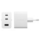 Utazóadapter Grand Prix 2x USB-C/USB-A, GaN, 70 W PD, Ezüst-fehér, empower