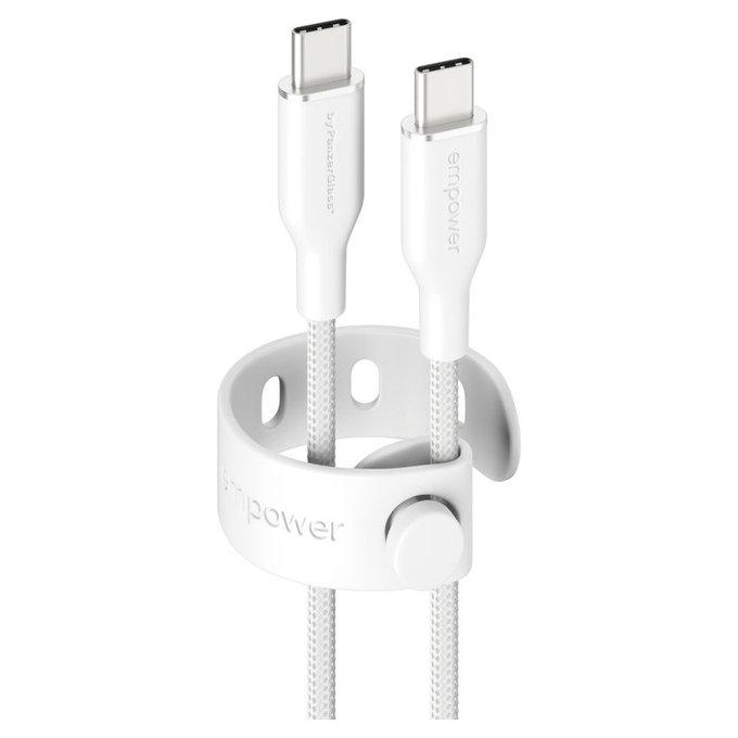 USB-C kábel, 60 W, Racing, 1,2 m, ezüst-fehér, empower